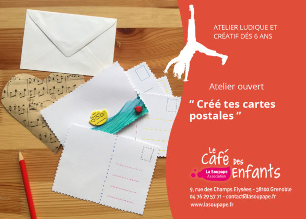 cree tes cartes postales atelier dès 6 ans au café des enfants la soupape